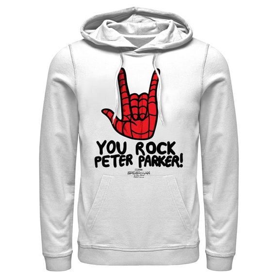 Men's Marvel Spider-Man: No Way Home You Rock Peter Parker Pull Over Hoodie White X Large