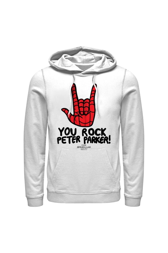 Men's Marvel Spider-Man: No Way Home You Rock Peter Parker Pull Over Hoodie White X Large