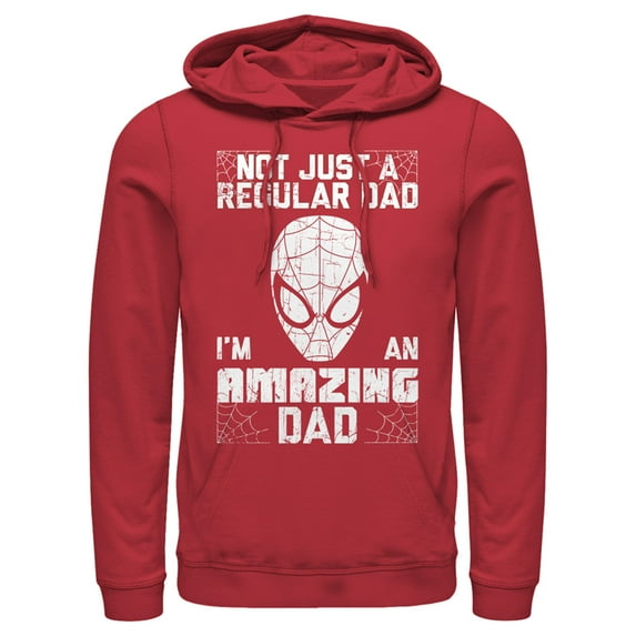 Men's Marvel Spider-Man Not Just a Regular Dad I'm an Amazing Dad Pull Over Hoodie Red Small
