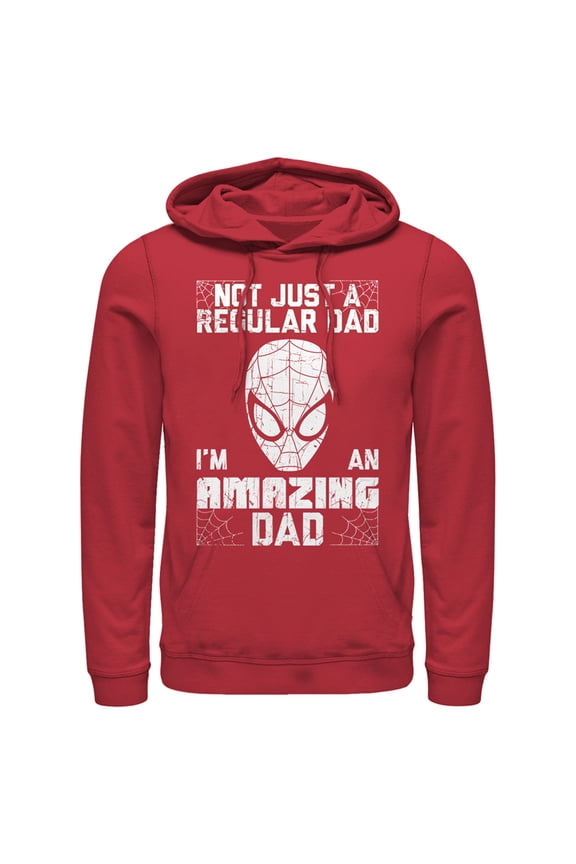 Men's Marvel Spider-Man Not Just a Regular Dad I'm an Amazing Dad Pull Over Hoodie Red X Large