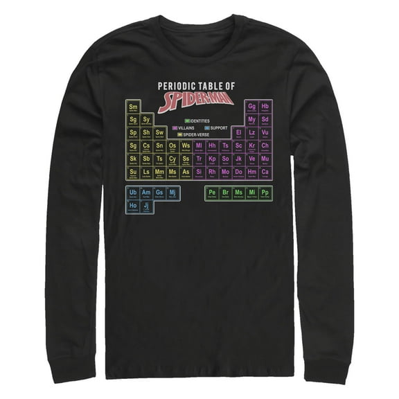 Men's Marvel: Spider-Man Periodic Table of Spider-Man Long Sleeve Shirt