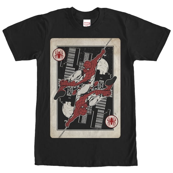 Men's Marvel Spider-Man Playing Card Graphic Tee Black Large