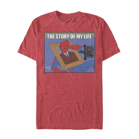 Men's Marvel Spider-Man Story of Life Graphic Tee Red Heather Large