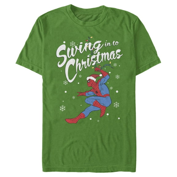 Men's Marvel Spider-Man Swinging To Christmas Graphic T-Shirt