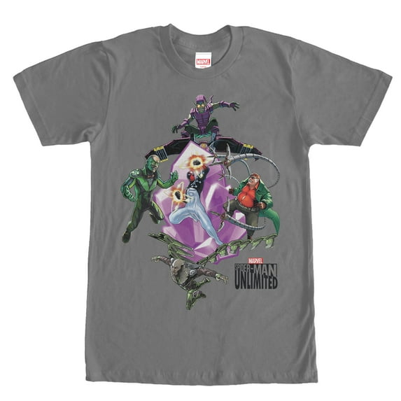 Men's Marvel Spider-Man Unlimited Villains Graphic Tee Charcoal Large