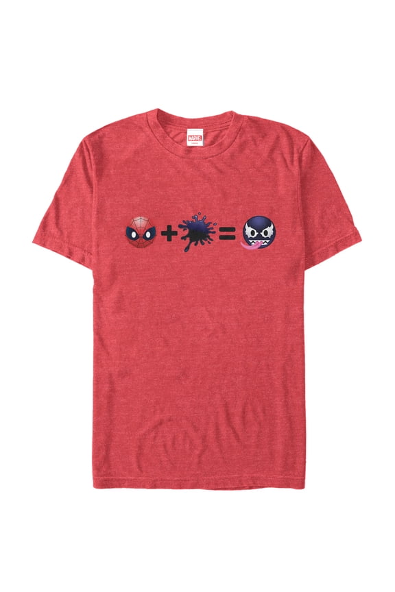Men's Marvel Spider-Man Venom Emoticon Math Graphic Tee Red Heather Large