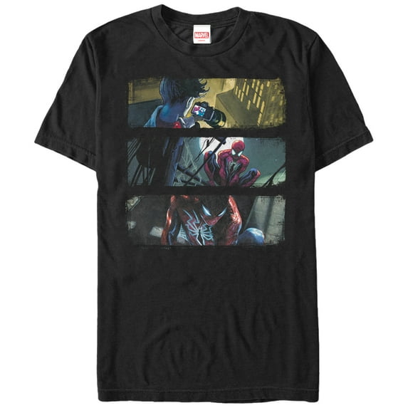 Men's Marvel Spider-Man Video Panels Graphic Tee Black 5X Large