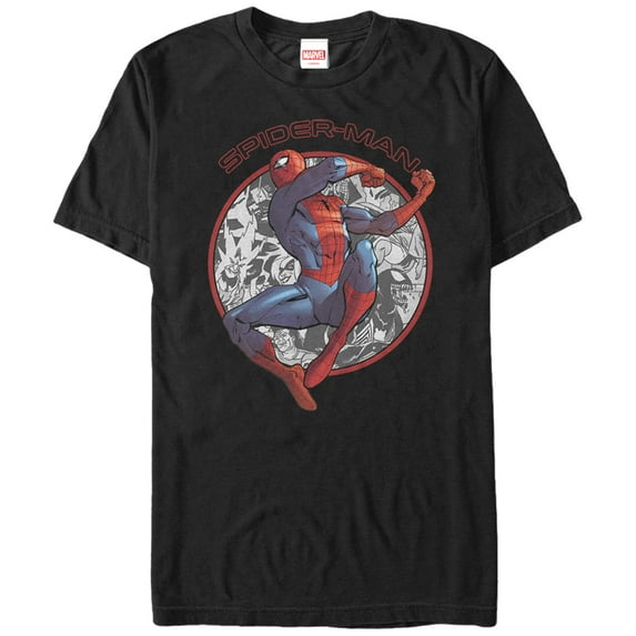 Men's Marvel Spider-Man Villain Circle Graphic Tee Black Large