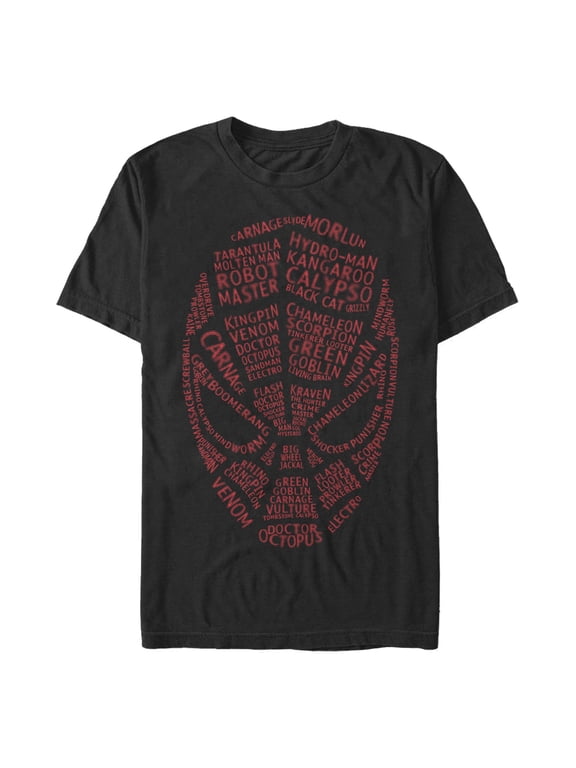 Men's Marvel Spider-Man Word Pattern Mask Graphic T-Shirt