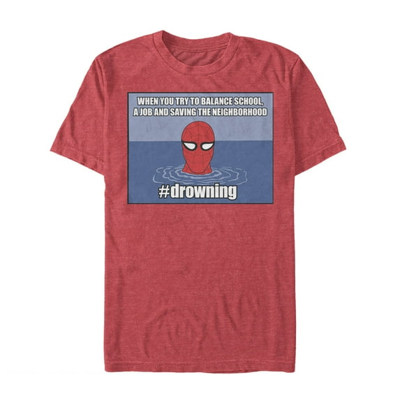 Men's Marvel Spider-Man #drowning Graphic Tee Red Heather 3X Large