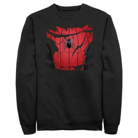 Men's Marvel Spiderman: No Way Home Ripped Costume Sweatshirt Black Large