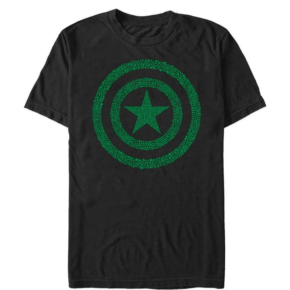 Men's Marvel St. Patrick's Day Captain America Clover Shield Graphic Tee Black Medium