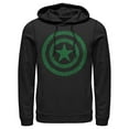 thumbnail image 1 of Men's Marvel St. Patrick's Day Captain America Clover Shield  Pull Over Hoodie Black Small, 1 of 4