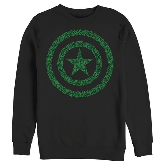Men's Marvel St. Patrick's Day Captain America Clover Shield Sweatshirt Black Large