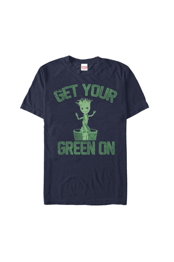 Men's Marvel St. Patrick's Day Get Your Groot On  Graphic Tee Navy Blue X Large