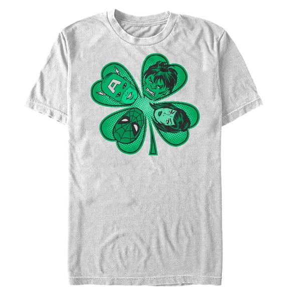 Men's Marvel St. Patrick's Day Hero Four-Leaf Clover Graphic Tee White 3X Large