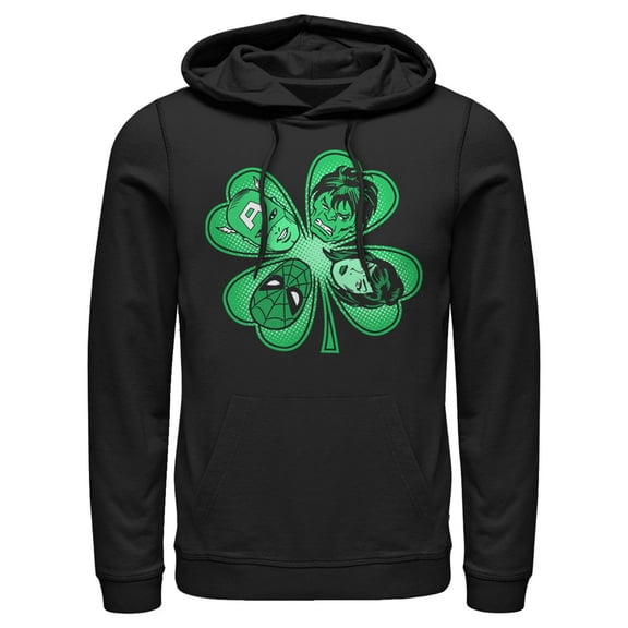 Men's Marvel St. Patrick's Day Hero Four-Leaf Clover  Pull Over Hoodie Black 2X Large