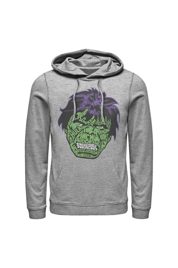 Men's Marvel St. Patrick's Day Hulk Face Pull Over Hoodie Athletic Heather Large