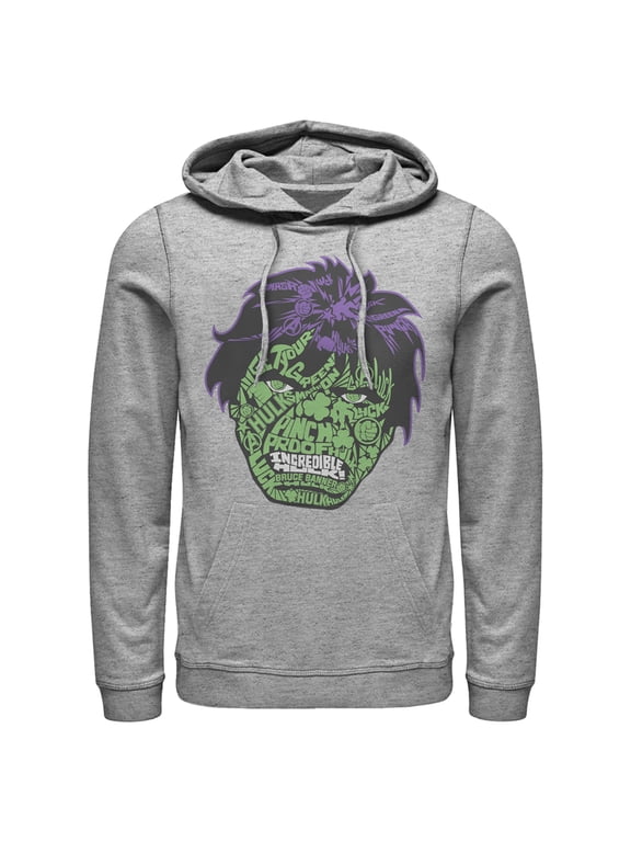 Men's Marvel St. Patrick's Day Hulk Face Pull Over Hoodie Athletic Heather Medium