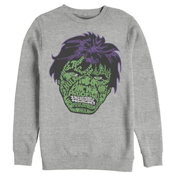 Men's Marvel St. Patrick's Day Hulk Face  Sweatshirt Athletic Heather 3X Large