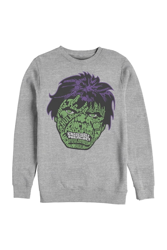 Men's Marvel St. Patrick's Day Hulk Face Sweatshirt Athletic Heather Large