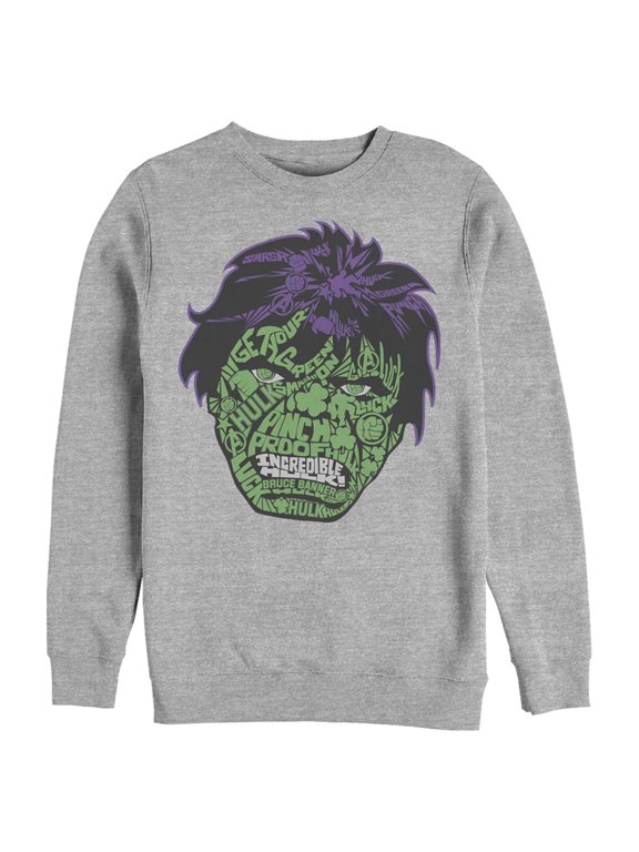 Men's Marvel St. Patrick's Day Hulk Face Sweatshirt Athletic Heather X Large