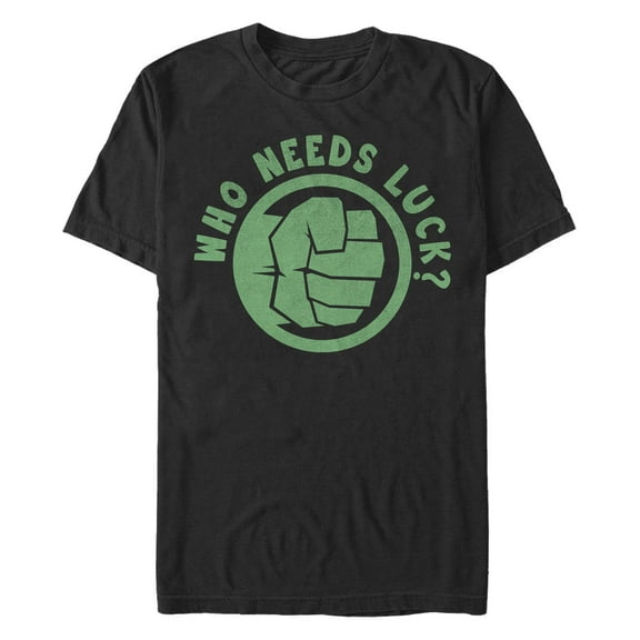 Men's Marvel St. Patrick's Day Hulk Fist Who Needs Luck  Graphic T-Shirt