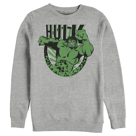 Men's Marvel St. Patrick's Day Hulk Running Shamrock  Sweatshirt Athletic Heather 3X Large