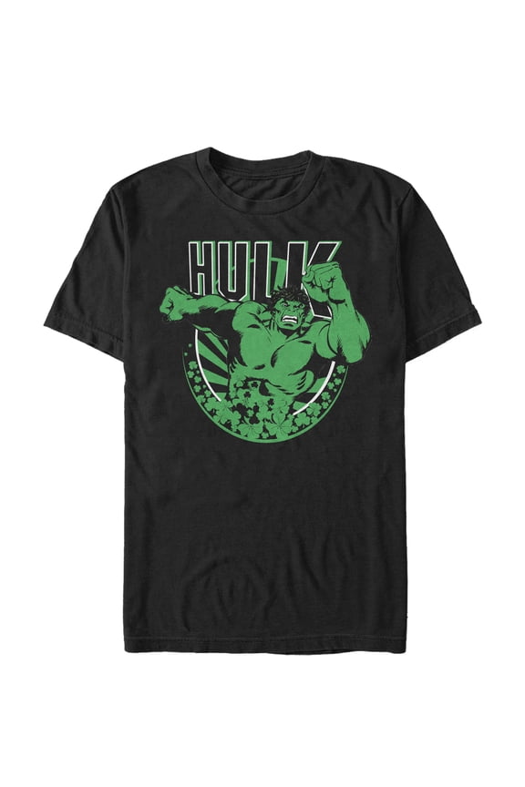 Men's Marvel St. Patrick's Day Hulk Shamrock Graphic Tee Black Small