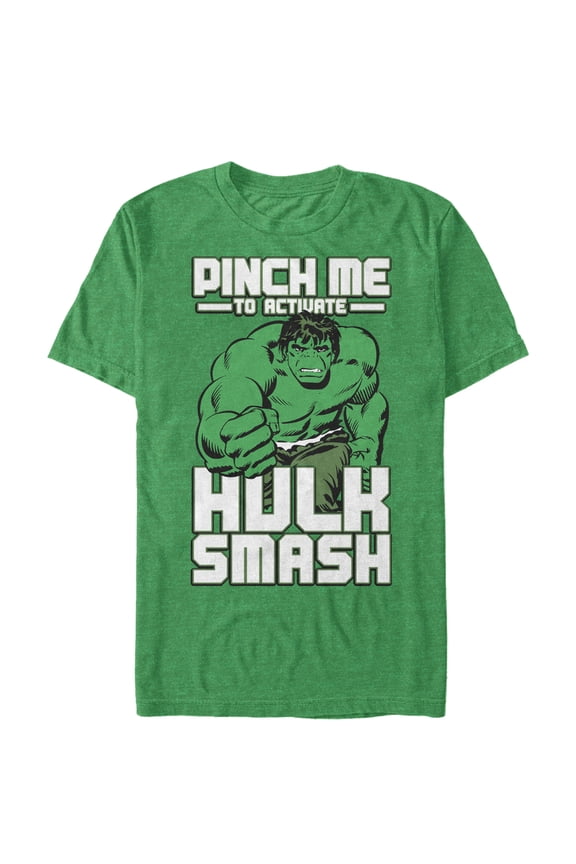 Men's Marvel St. Patrick's Day Hulk Smash  Graphic Tee Kelly Heather Medium