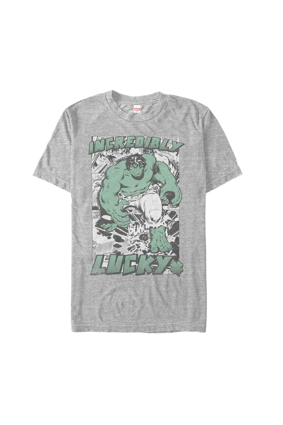 Men's Marvel St. Patrick's Day Hulk Vintage Lucky Graphic Tee Athletic Heather Small