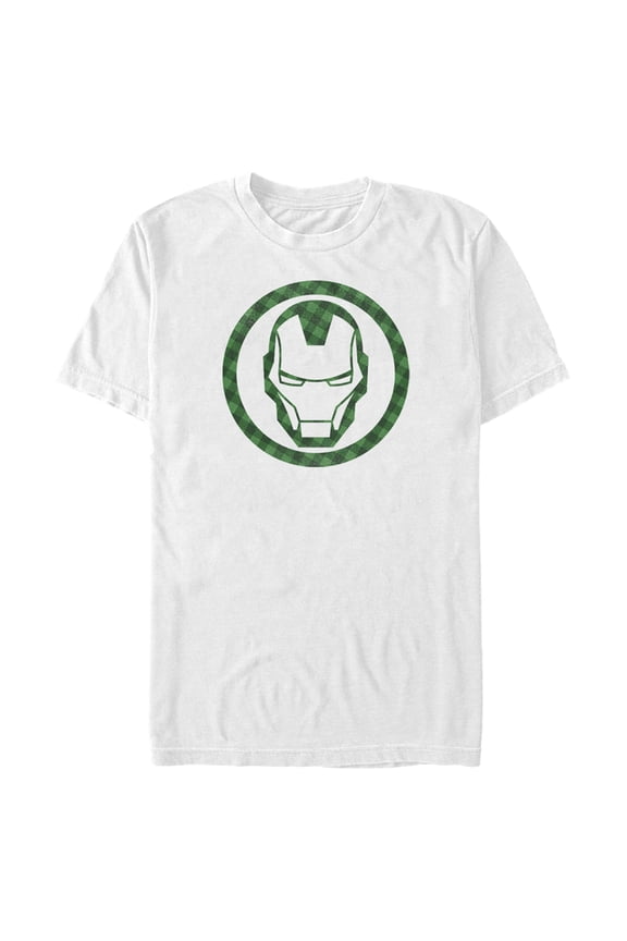 Men's Marvel St. Patrick's Day Lucky Iron Man Mask Graphic Tee White Large
