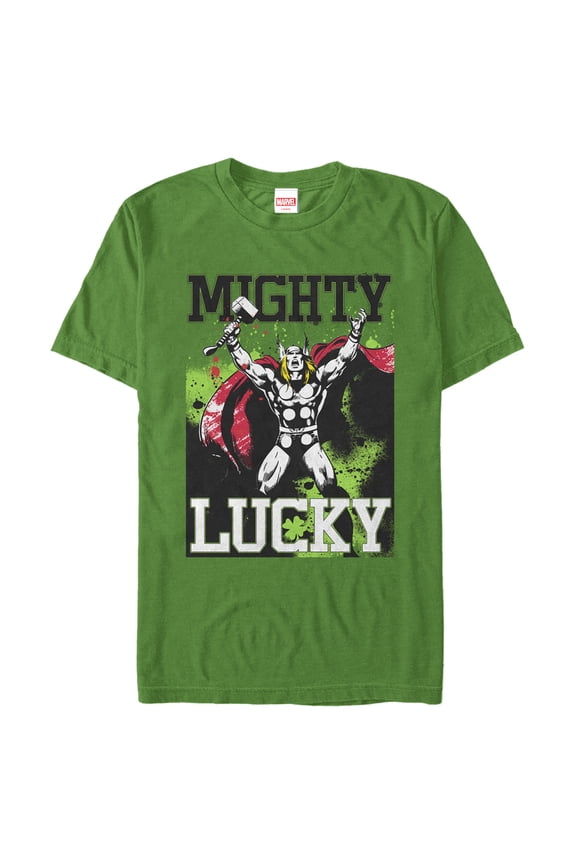 Men's Marvel St. Patrick's Day Mighty Lucky Thor  Graphic Tee Kelly Green Large