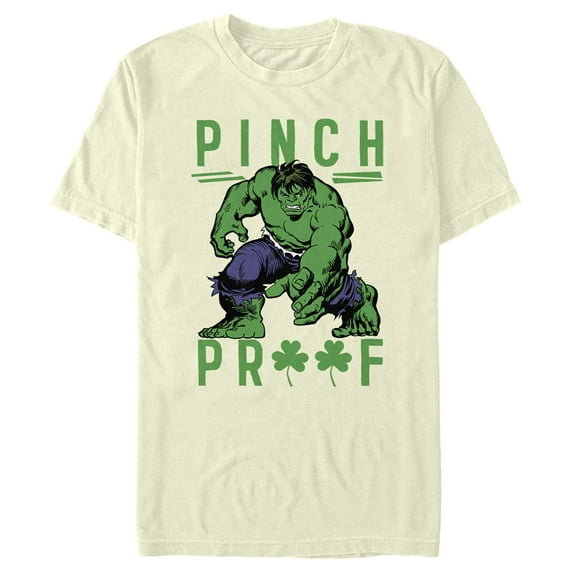 Men's Marvel St. Patrick's Day Pinch Proof Clover Hulk Graphic Tee Beige 2X Large