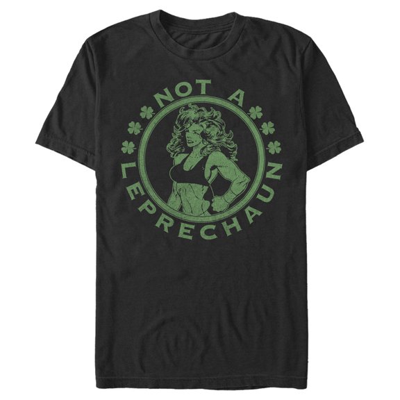 Men's Marvel St. Patrick's Day She-Hulk Not a Leprechaun Graphic Tee Black Medium