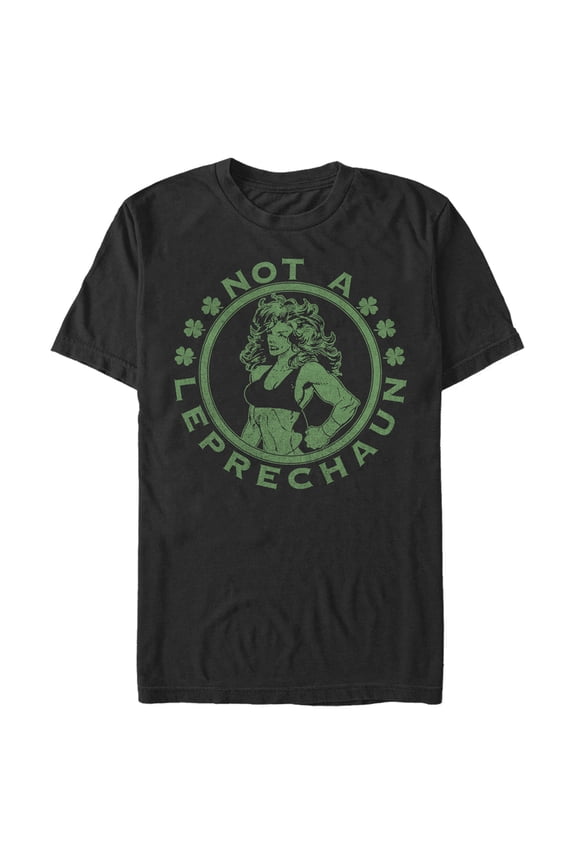 Men's Marvel St. Patrick's Day She-Hulk Not a Leprechaun Graphic Tee Black X Large