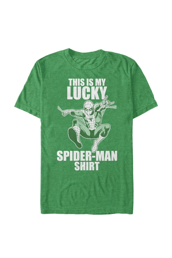 Men's Marvel St. Patrick's Day Spider-Man Lucky Graphic Tee Kelly Heather 2X Large