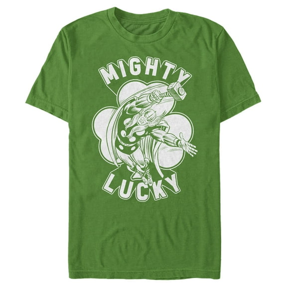 Men's Marvel St. Patrick's Day Thor Lucky Clover  Graphic Tee Kelly Heather Large