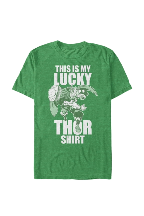 Men's Marvel St. Patrick's Day Thor Lucky Graphic Tee Kelly Heather Large