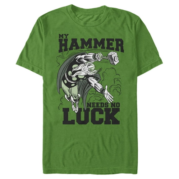 Men's Marvel St. Patrick's Day Thor My Hammer Needs No Luck Graphic Tee Kelly Green X Large