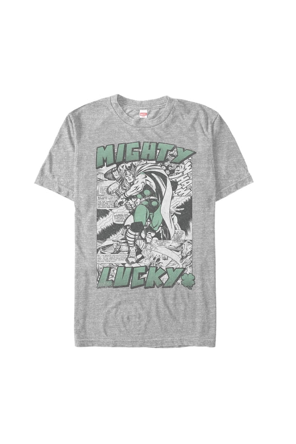 Men's Marvel St. Patrick's Day Thor Vintage Lucky Graphic Tee Athletic Heather 2X Large