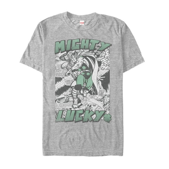 Men's Marvel St. Patrick's Day Thor Vintage Lucky Graphic Tee Athletic Heather Small