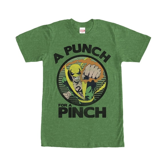 Men's Marvel St. Patrick's Iron Fist Punch for a Pinch  Graphic Tee Kelly Heather Large
