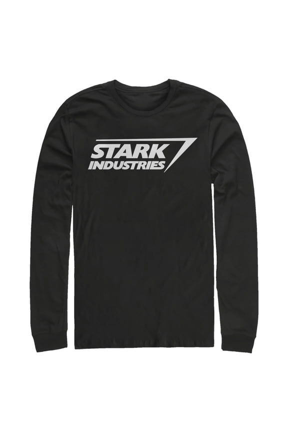 Men's Marvel Stark Industries Iron Man Logo Long Sleeve Shirt Black Medium