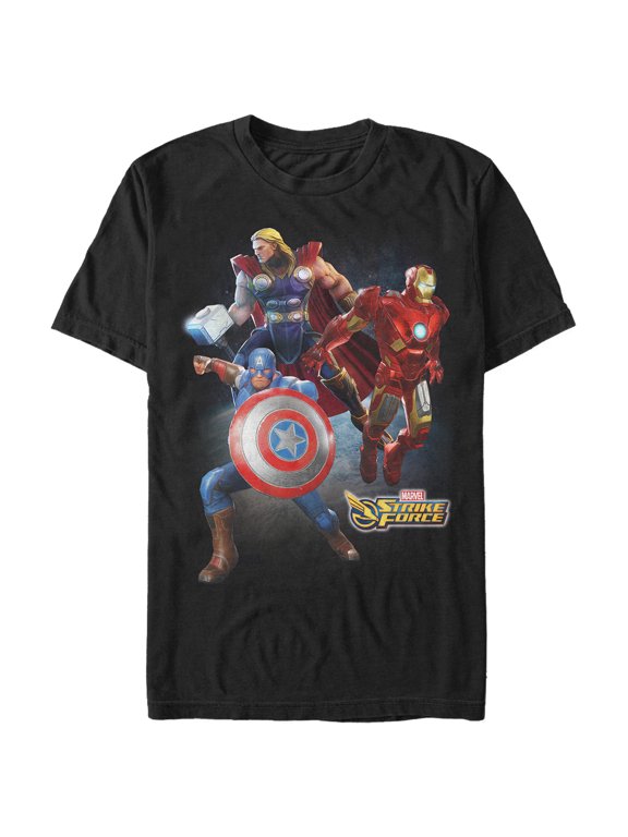 Men's Marvel Strike Force Character Trio Graphic Tee Black 4X Large