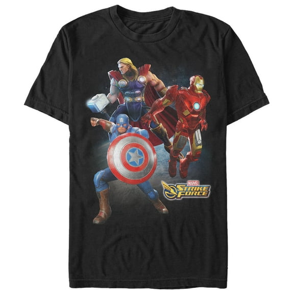Men's Marvel Strike Force Character Trio  Graphic Tee Black Small