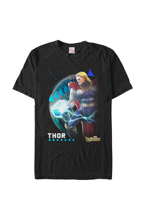 Men's Marvel Strike Force Thor Pattern Graphic Tee Black Large