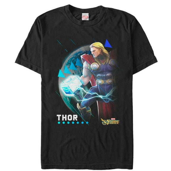 Men's Marvel Strike Force Thor Pattern  Graphic Tee Black X Large