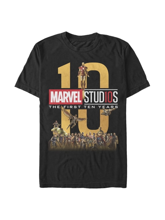 Men's Marvel Studios First Ten Years Full Cast Graphic Tee Black Medium