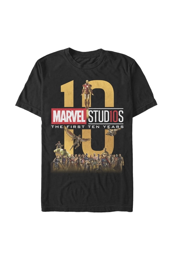 Men's Marvel Studios First Ten Years Full Cast Graphic Tee Black Medium
